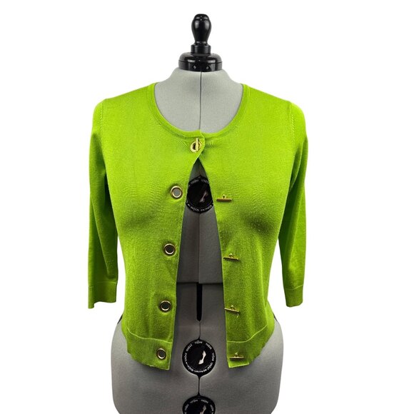 Women’s Premise Studio Size XL Lime Green Cardigan with Gold Closures - Picture 1 of 7
